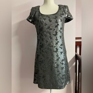 Laundry by Shelli Segal Womens Dress, Size XS, Sequined, Cocktail, Gray/Silver